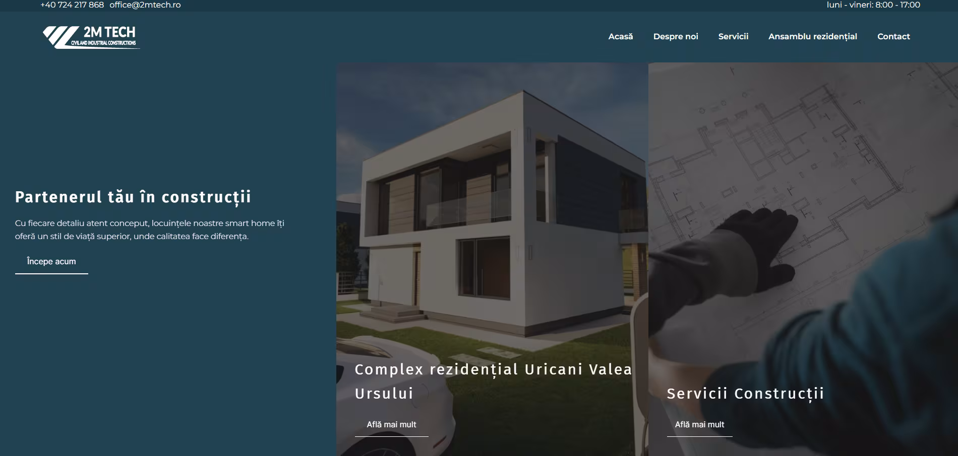 Website de prezentare 2M Tech — dezvoltator imobiliar, realizat de Visience