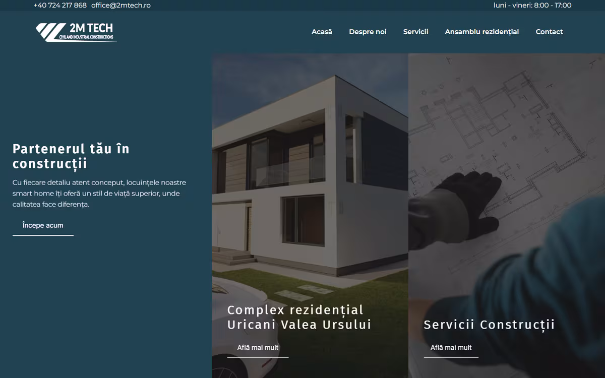 Site pentru firma de construcții 2M Tech, realizat de Visience