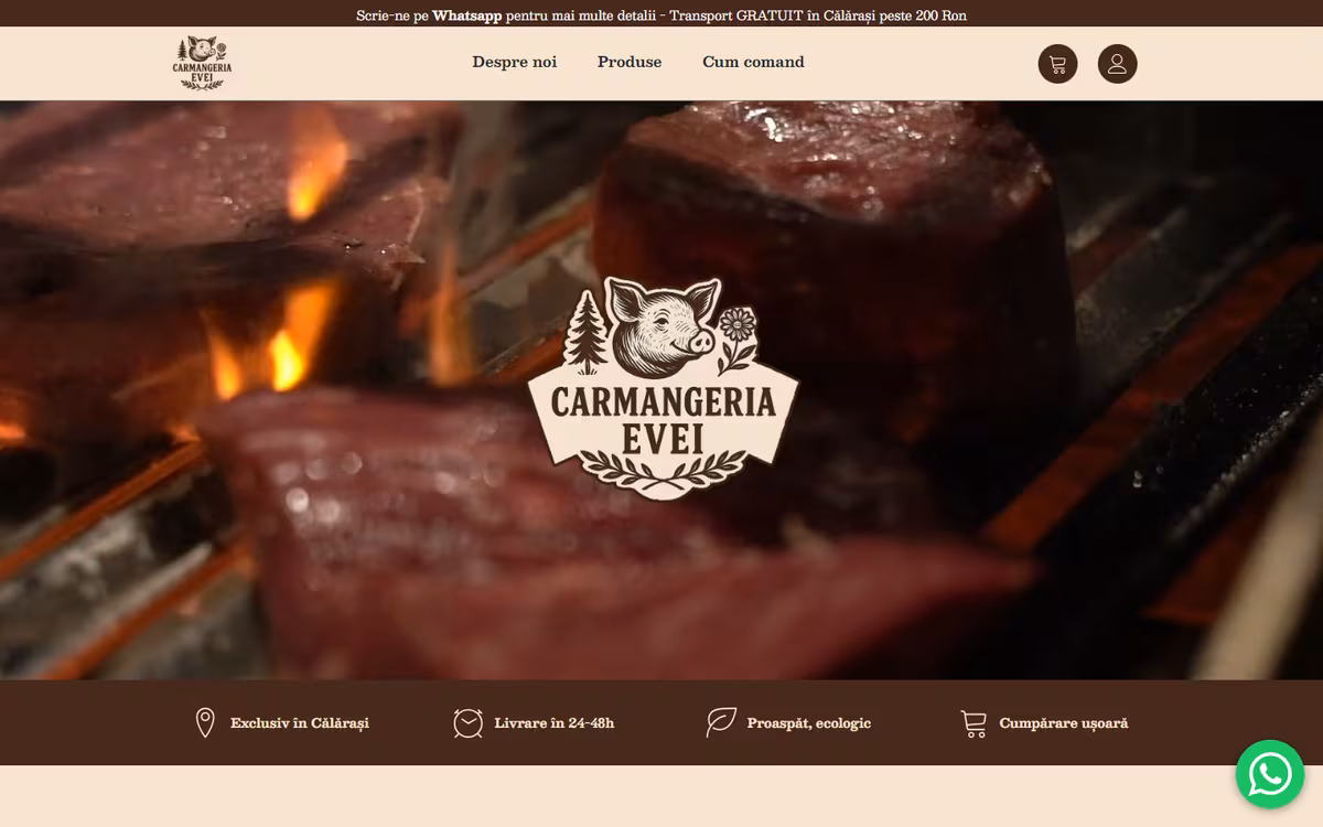 Magazin online pentru Carmangeria Evei, realizat de Visience