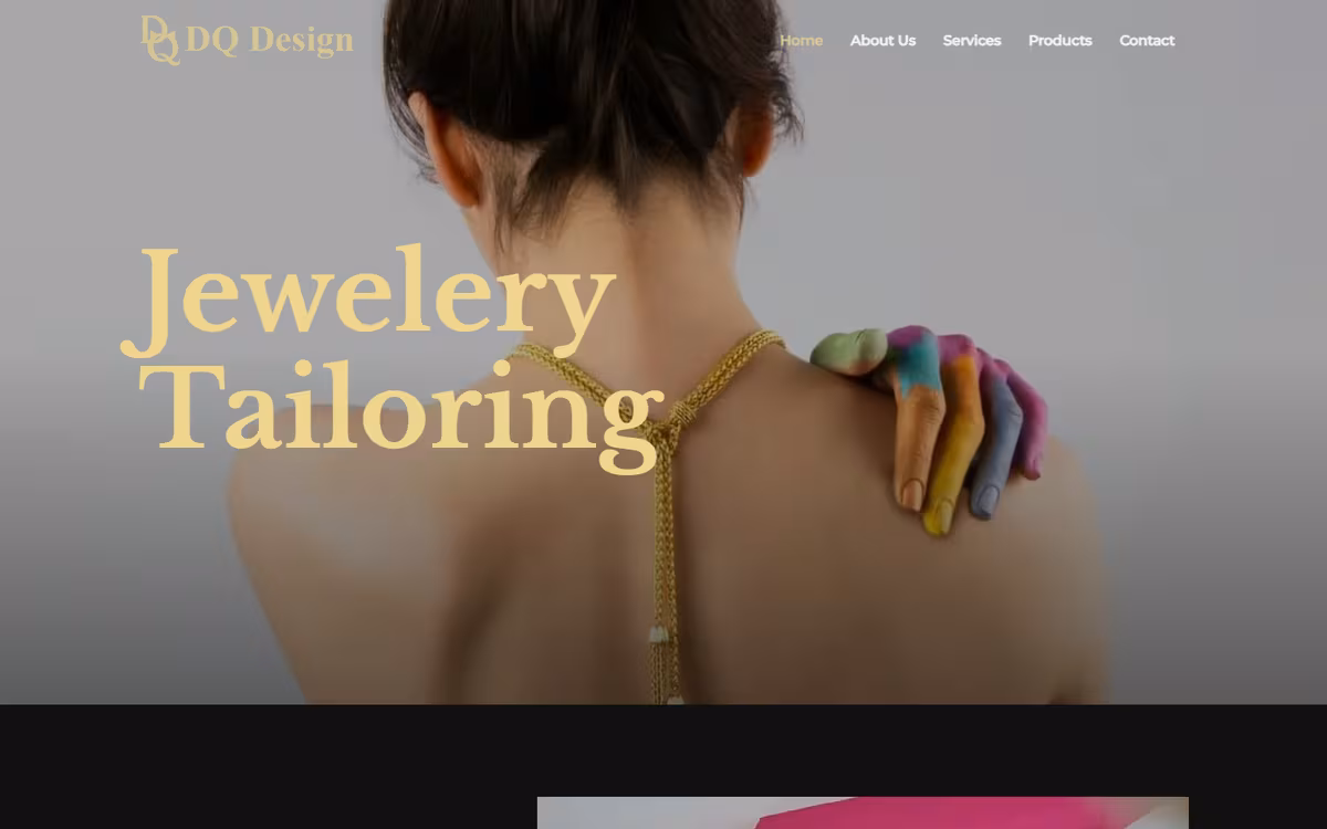 Site pentru atelierul de bijuterii DQ Design, realizat de Visience