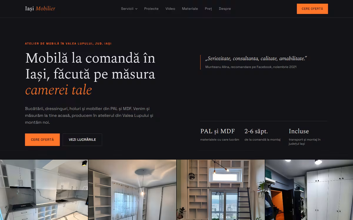 Site pentru atelierul Iași Mobilier, realizat de Visience