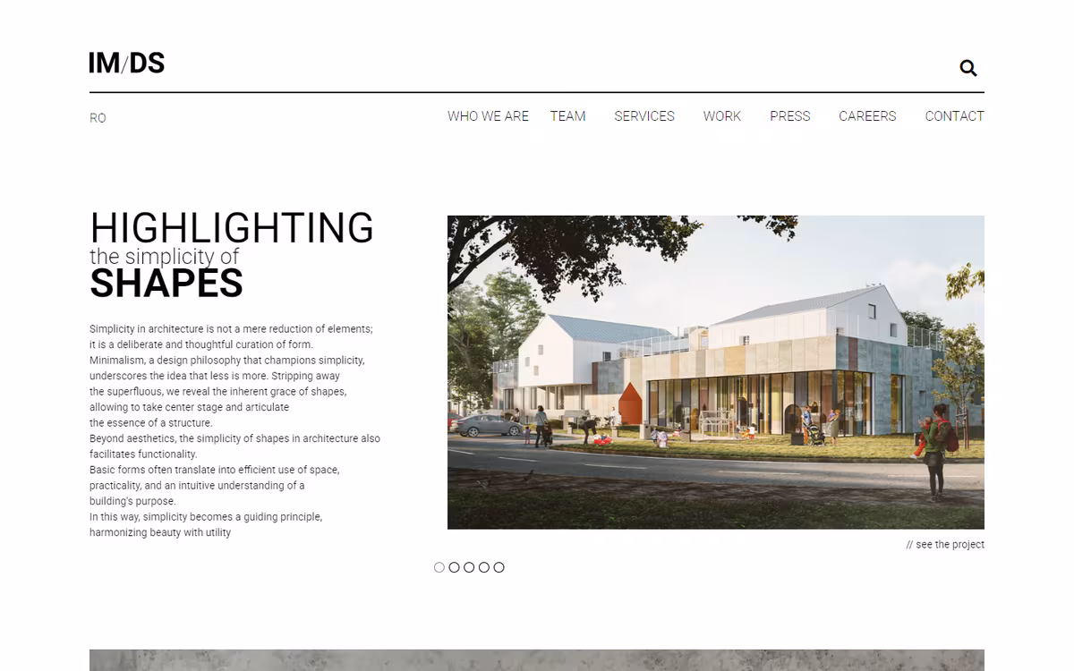 Site pentru biroul de arhitectură IM Design Studio, realizat de Visience