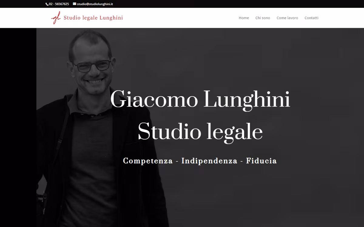 Site pentru cabinetul de avocatură Studio Legale Lunghini, realizat de Visience