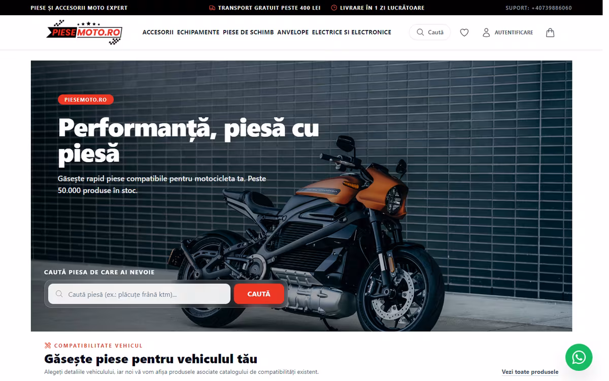 Magazinul online de piese moto PieseMoto.ro, realizat de Visience