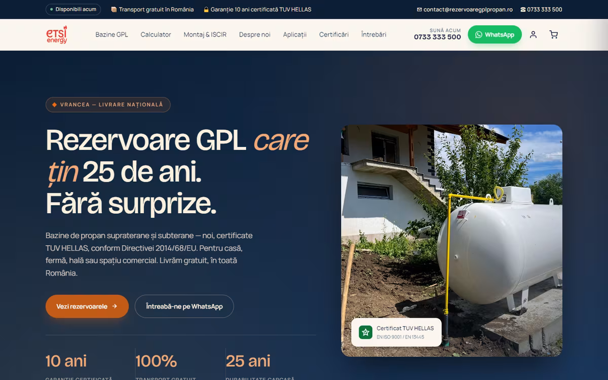 Magazin online de rezervoare GPL propan administrat de Visience