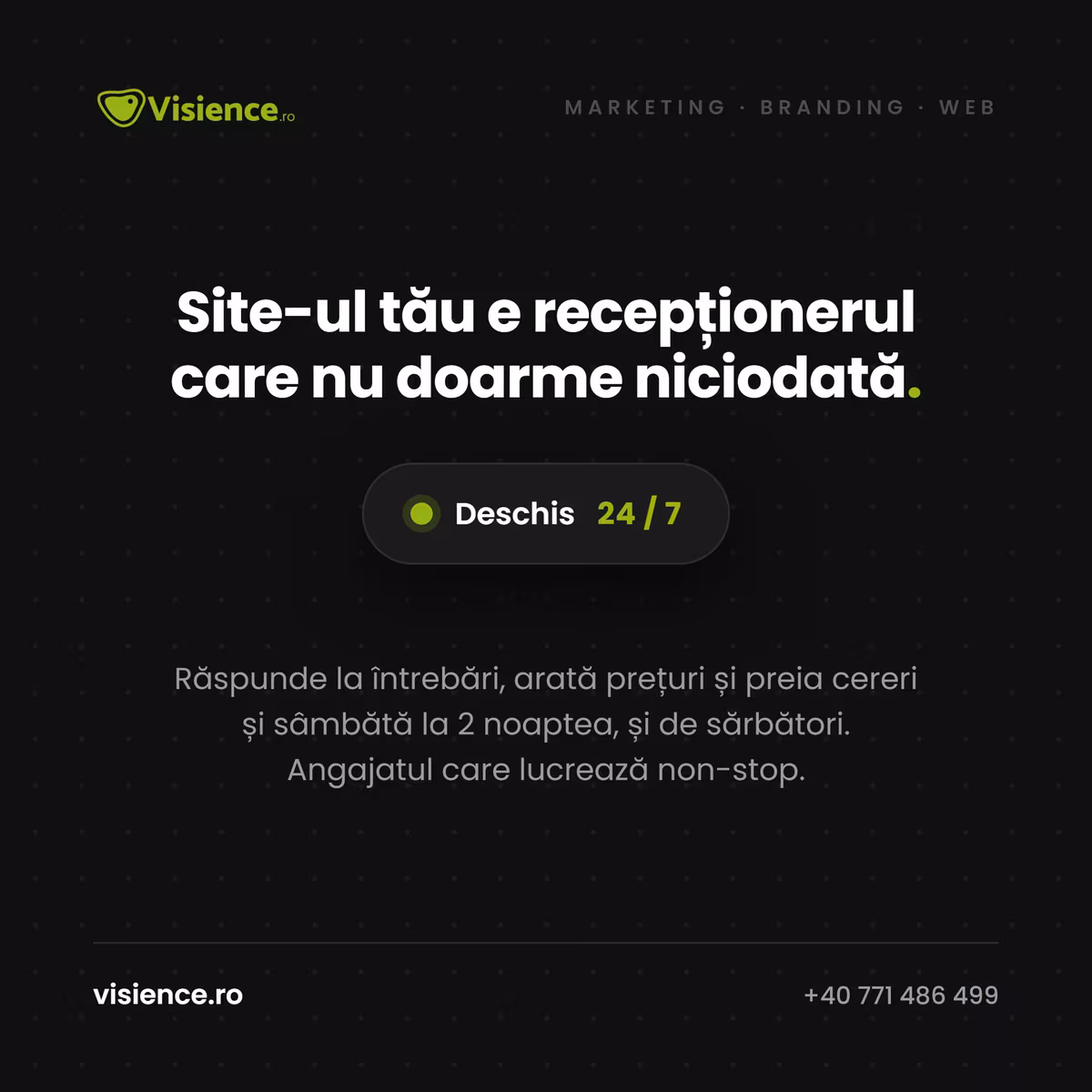 Site-ul de prezentare, recepționerul care nu doarme niciodată