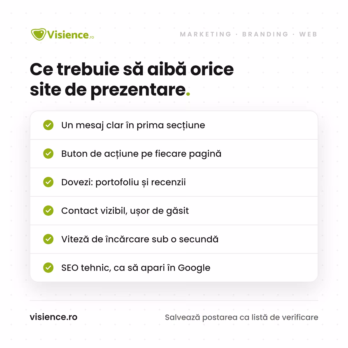 Checklist pentru un site de prezentare care aduce clienți